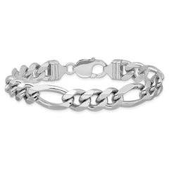 Sterling Silver Rhodium-plated 10.2mm Figaro Chain