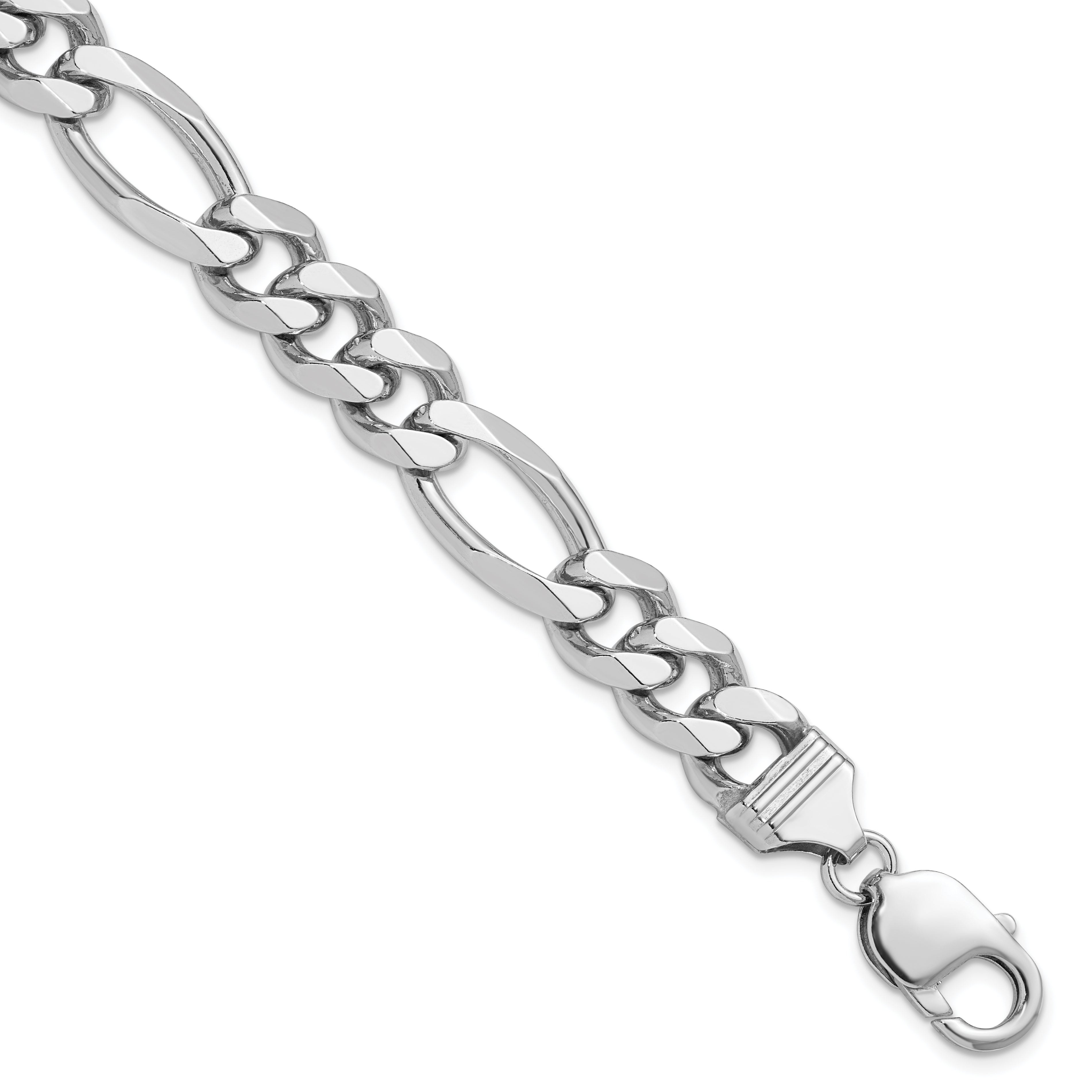 Sterling Silver Rhodium-plated 10.2mm Figaro Chain