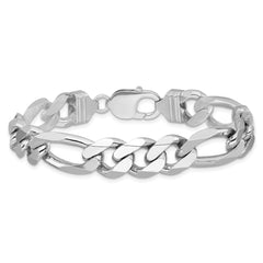 Sterling Silver Rhodium-plated 10.75mm Figaro Chain