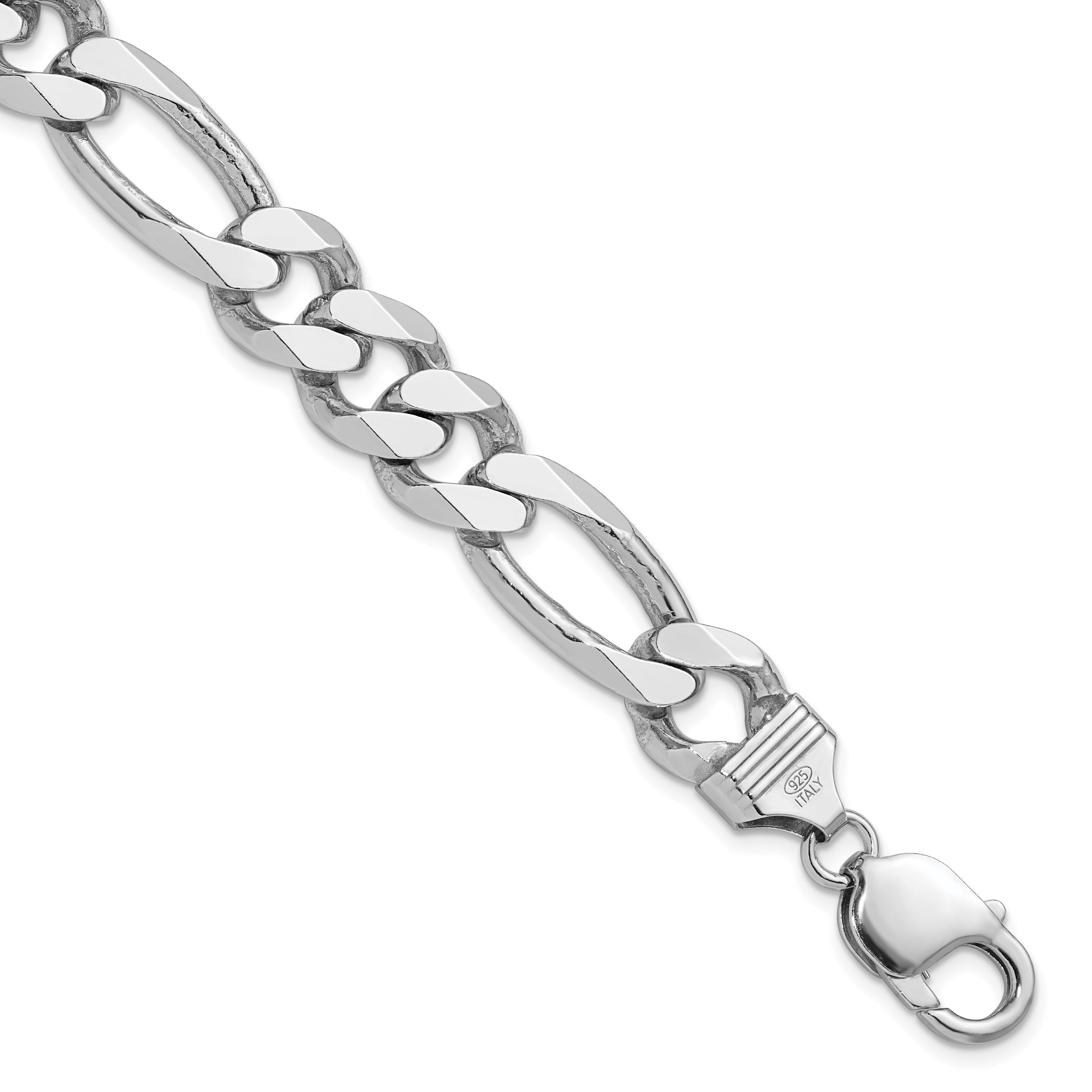 Sterling Silver Rhodium-plated 10.75mm Figaro Chain