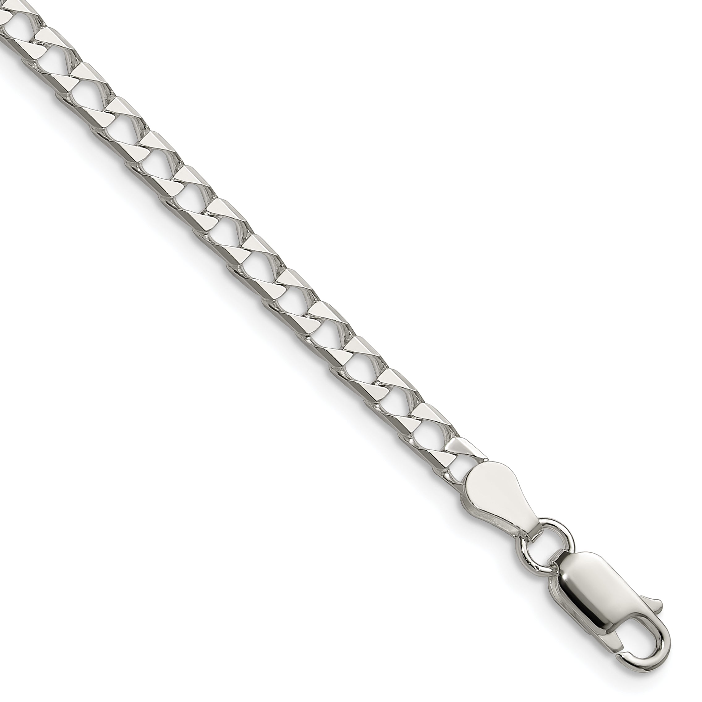 Sterling Silver 3.25mm D/C Square Curb Chain