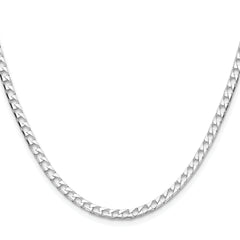 Sterling Silver Rhodium-plated 3.25mm D/C Square Curb Chain