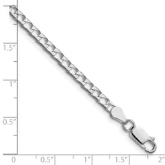 Sterling Silver Rhodium-plated 3.25mm D/C Square Curb Chain