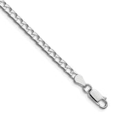 Sterling Silver Rhodium-plated 3.25mm D/C Square Curb Chain