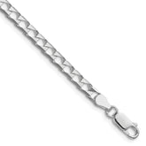 Sterling Silver Rhodium-plated 4mm D/C Square Curb Chain