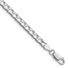 Sterling Silver Rhodium-plated 4mm D/C Square Curb Chain