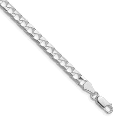 Sterling Silver Rhodium-plated 5mm D/C Square Curb Chain