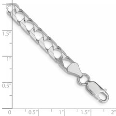 Sterling Silver Rhodium-plated 6.25mm D/C Square Curb Chain