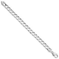 Sterling Silver Rhodium-plated 7.2mm D/C Square Curb Chain