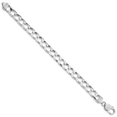 Sterling Silver Rhodium-plated 8.6mm D/C Square Curb Chain