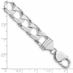 Sterling Silver Rhodium-plated 10.3mm D/C Square Curb Chain