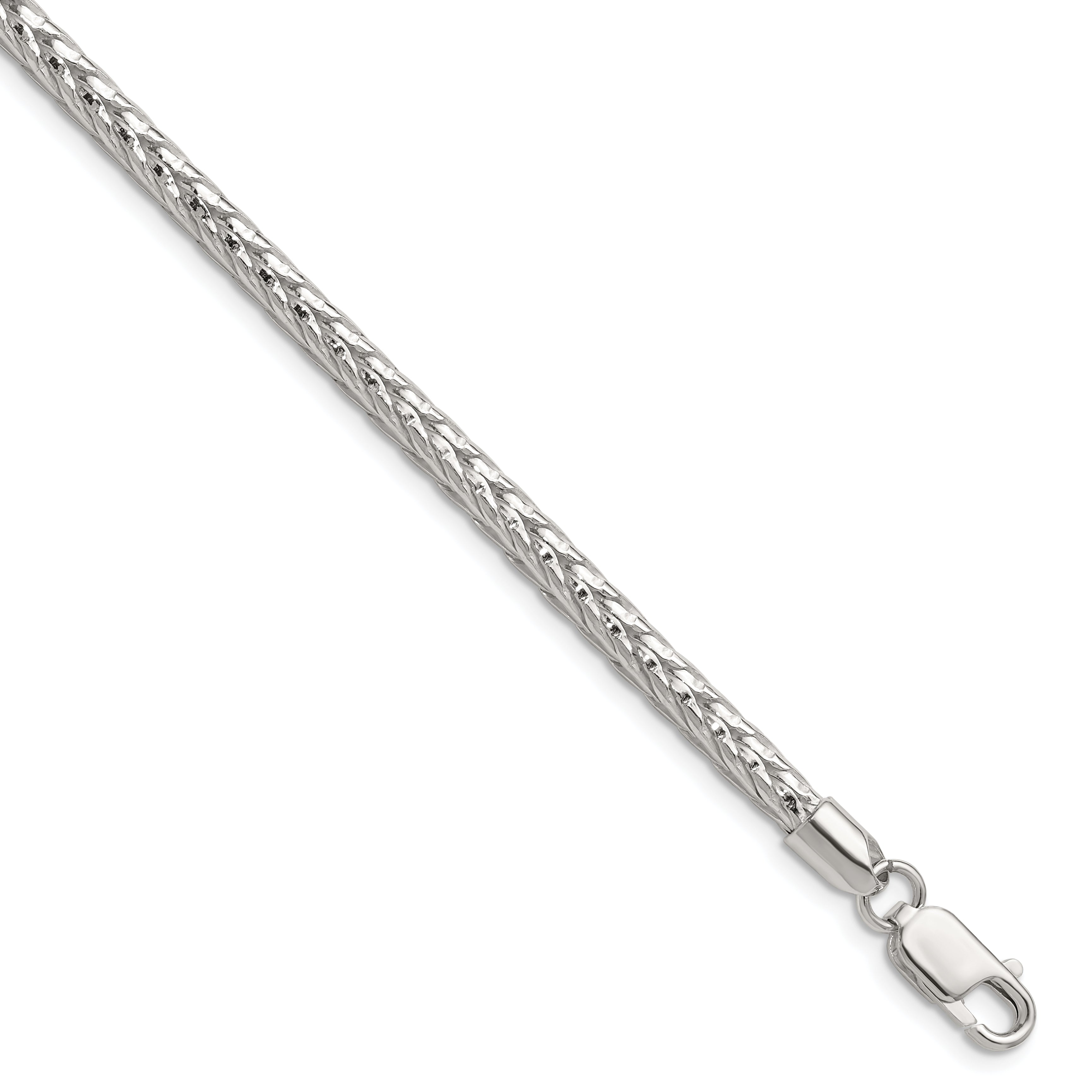 Sterling Silver 3.8mm Diamond-cut Round Franco Chain