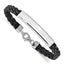 Braided Black Leather Bracelet in Sterling Silver, 6.5mm, 7 Inch - Sophia Jewelers