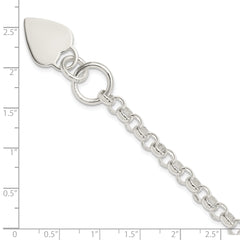 Sterling Silver Engraveable Heart Disc on Fancy Link Toggle Bracelet