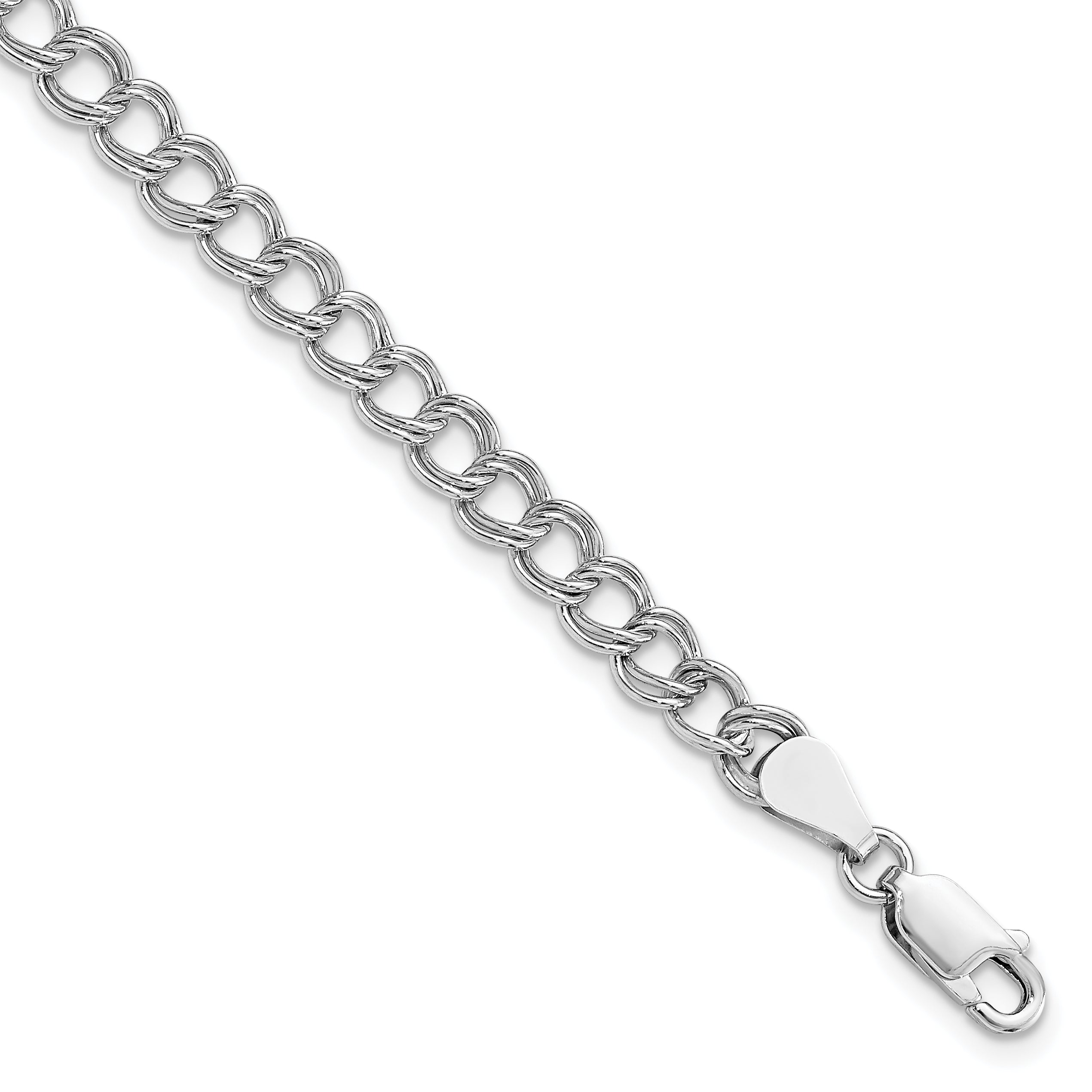 Amore La Vita Sterling Silver Rhodium-plated Polished 5.25mm 8 inch Open Link with Lobster Clasp Charm Bracelet