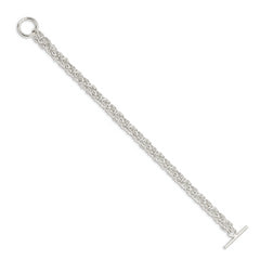 Sterling Silver 7.5inch Polished Fancy Link Toggle Bracelet