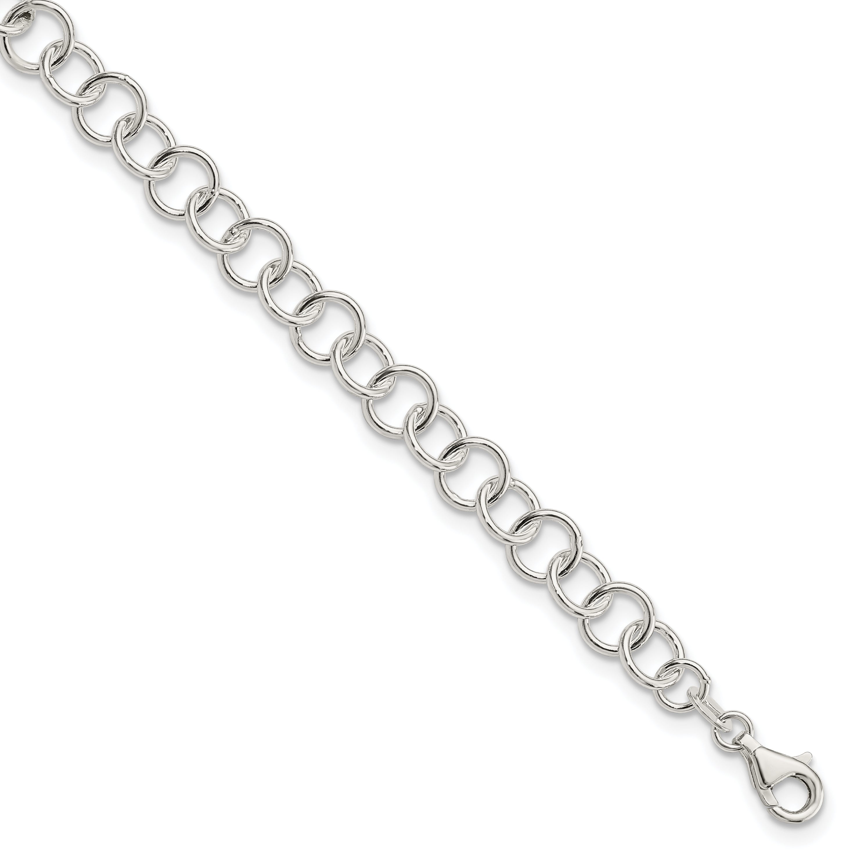 Sterling Silver 10inch Polished Fancy Link Anklet