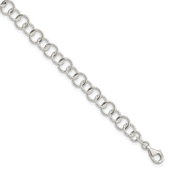 Sterling Silver 10inch Polished Fancy Link Anklet