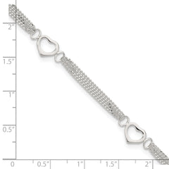 Sterling Silver 10inch Polished Heart Anklet