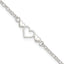 Sterling Silver Three Hearts 9 inch Plus 1 inch Extender - Total 10 inch Anklet