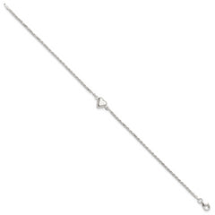 Sterling Silver Puffed Heart Anklet