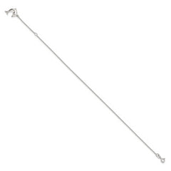 Sterling Silver Dolphin Dangle 9 inch Plus 1 inch Extender - Total 10 inch Anklet