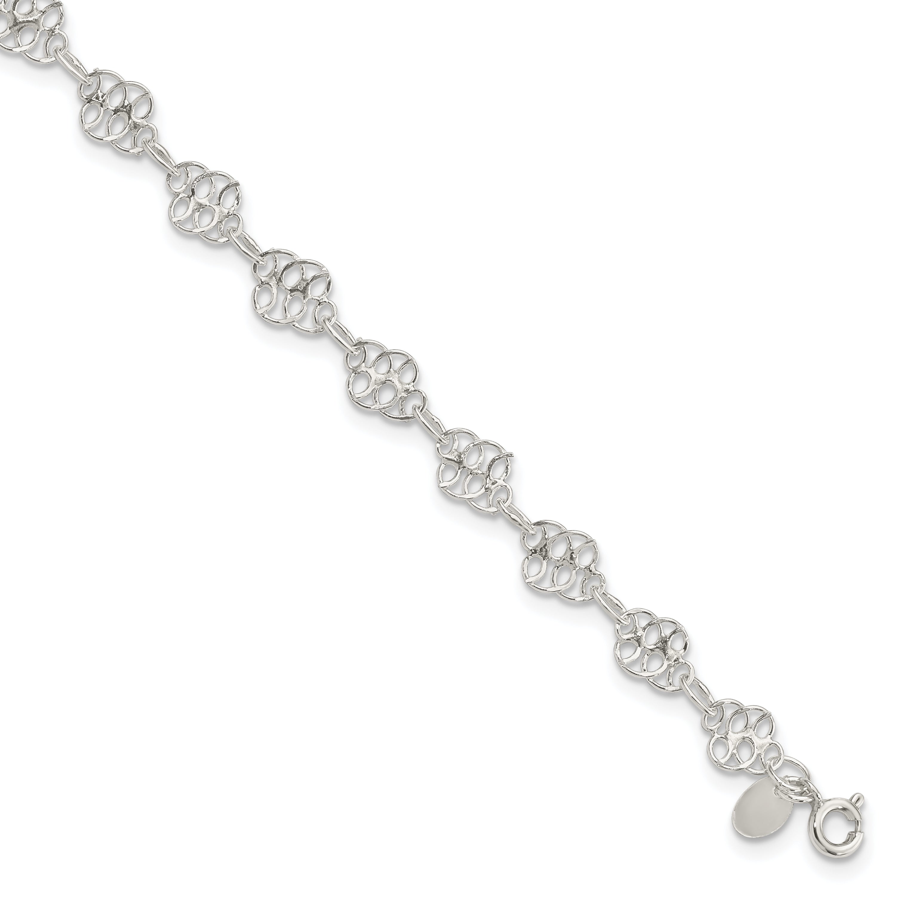 Sterling Silver 10inch Fancy Polished Anklet