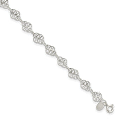 Sterling Silver 10inch Fancy Polished Anklet