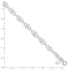Sterling Silver 10inch Fancy Polished Anklet