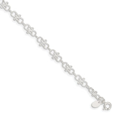 Sterling Silver 10inch Fancy Polished Anklet