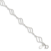 Sterling Silver 10inch Fancy Polished Anklet