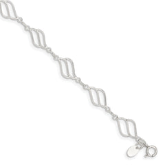 Sterling Silver 10inch Fancy Polished Anklet