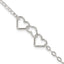 Sterling Silver 10inch Solid Polished Fancy Heart Link Anklet