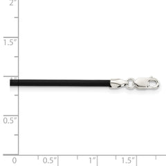 Sterling Silver 20inch 2mm Black Rubber Cord Necklace