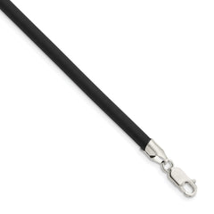 Sterling Silver 20inch 4mm Black Rubber Cord Necklace