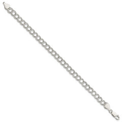 Sterling Silver 6mm Solid Double Link Charm Bracelet