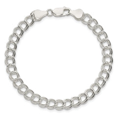 Sterling Silver 6mm Solid Double Link Charm Bracelet