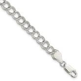 Sterling Silver 6mm Solid Double Link Charm Bracelet