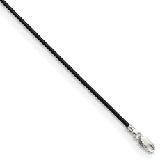 Sterling Silver 20inch 1.5mm Black Leather Cord Necklace