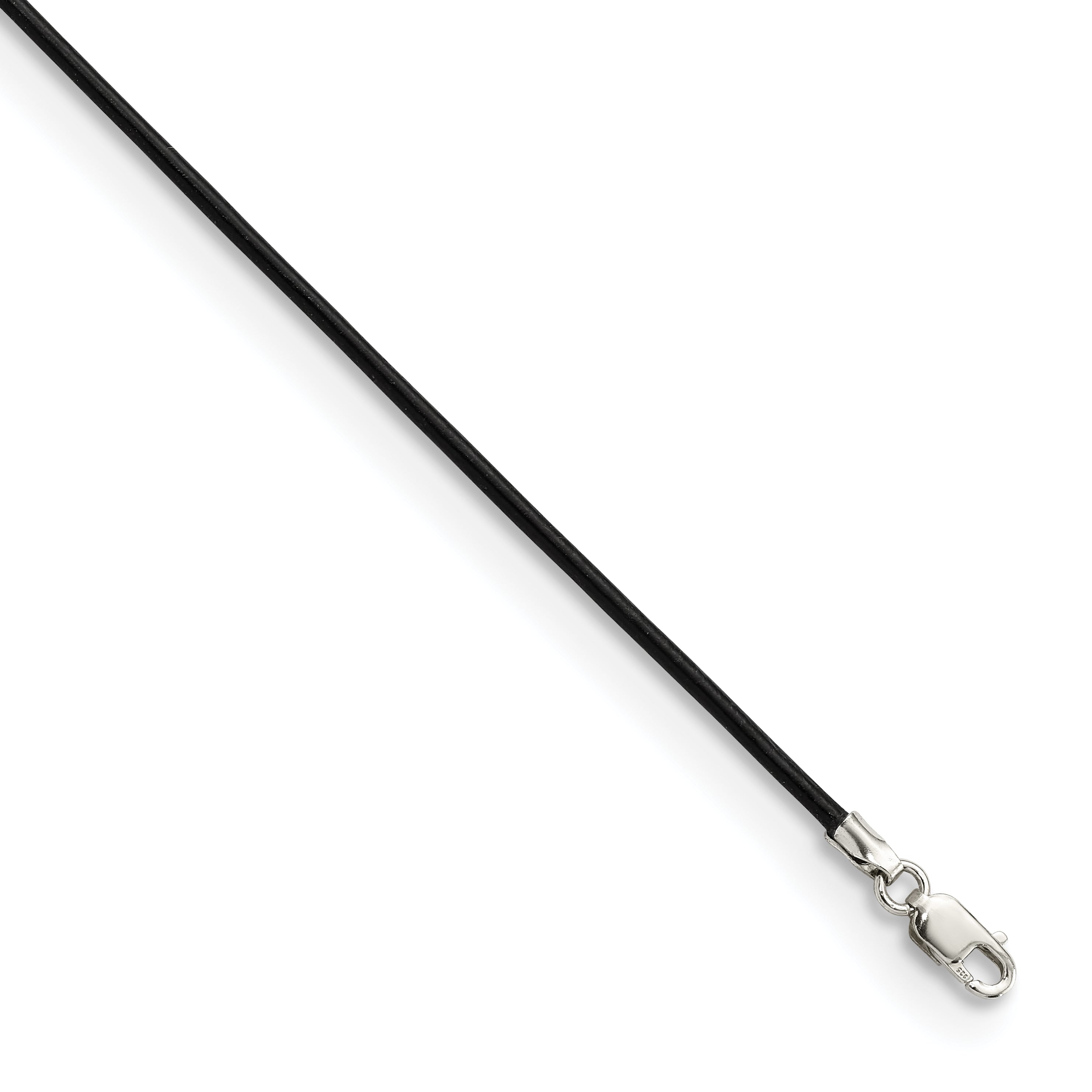Sterling Silver 18inch 1.5mm Black Leather Cord Necklace