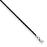 Sterling Silver 18inch 1.5mm Black Leather Cord Necklace