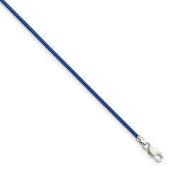 Sterling Silver 18inch 1.5mm Royal Blue Leather Cord Necklace