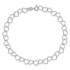 Sterling Silver 0.6mm Fancy Heart Link Anklet