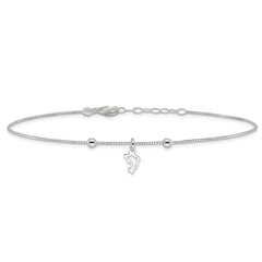Sterling Silver Dolphin 9 inch Plus 1 inch Extender - Total 10 inch Anklet