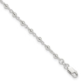 Sterling Silver Beaded 9 inch Plus 1 inch Extender - Total 10 inch Anklet