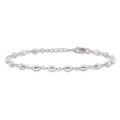 Sterling Silver Fancy Bead Anklet