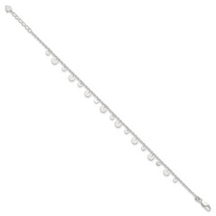 Sterling Silver Circle Disc 9 inch Plus 1 inch Extender - Total 10 inch Anklet