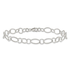 Sterling Silver Fancy Link Anklet
