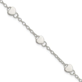 Sterling Silver Heart Childs 6 Inch Plus 1 Inch Ext. Bracelet