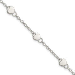 Sterling Silver Heart Childs 6 Inch Plus 1 Inch Ext. Bracelet